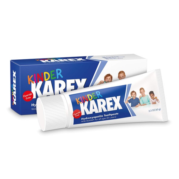 Kinder Karex Hydroxyapatite Kids Toddler Toothpaste 2.3 Ounce, Fluoride Free, Safe If Accidentally Swallowed