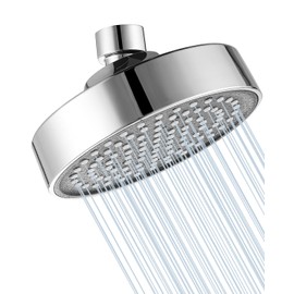Bovepin Shower Head Replacement, High Pressure 4 Inch Chrome Rain Shower Head, 1.8 GPM Flow Rate, Universal G1/2" Fit, Anti-Clog Silicone Nozzles, Perfect for DIY Installation