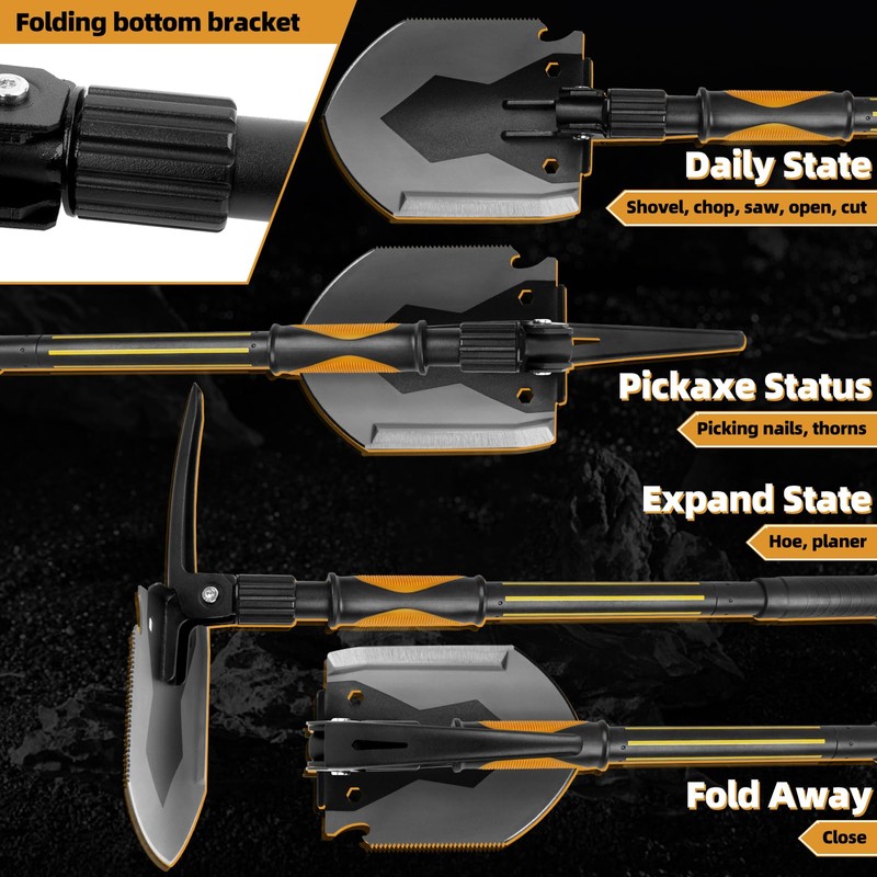 HSWGHWX 28" Tactical Folding Shovel Military Multi-Tool - Entrenching Tool
