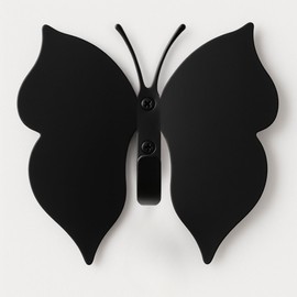 ARTiLETTO Wall Hooks for Hanging – Heavy-Duty 3D Butterfly Coat Hook, Metal Wall Hooks for Coats, Backpacks & Towels – Decorative Hooks for Playroom, Nursery, & Kids Bathroom (Black)