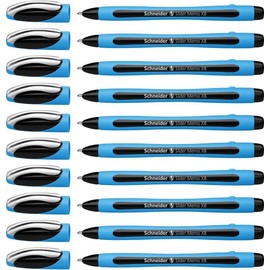 Schneider Slider Memo XB Ballpoint Pen with Cap - Cyan Black, Pack of 10