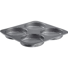 Westmark Burger 32702260 Baking Mould for 4 Burger Buns, Diameter 12 cm, Steel, Non-Stick Coating, Big, Anthracite
