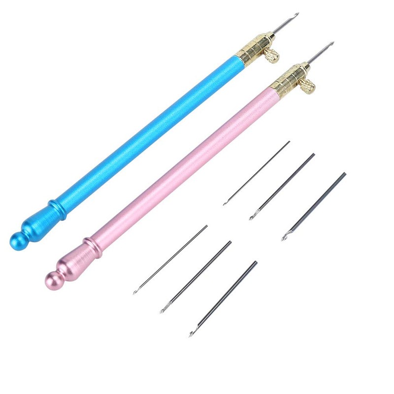 2Pcs Crochet Hooks with 6 Needles, Tambour Embroidery Beading Sequins