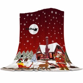 Abaysto Christmas Blanket Red Christmas Santa Claus Fleece Throw Blanket Soft Galaxy Snowflake Blanket Snowman Blanket Bedding for Bed Couch,Soft Microfiber, 130x150cm