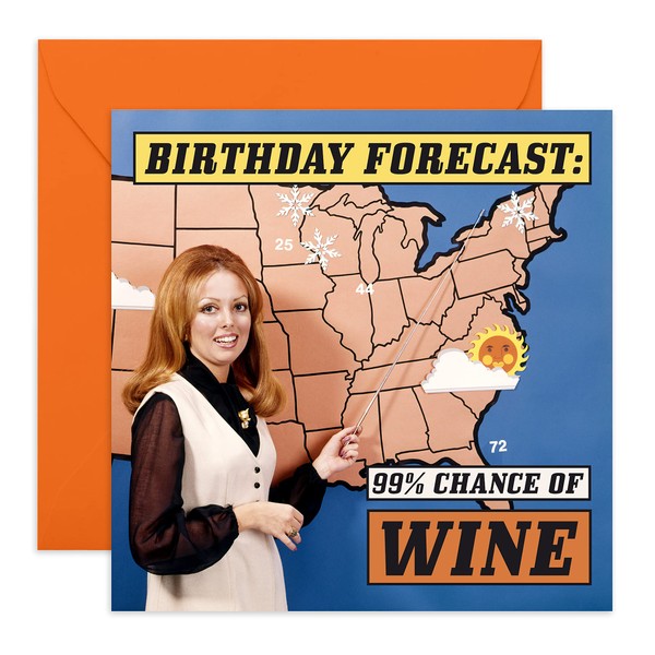 CENTRAL 23 - Funny Birthday Card Birthday Forecast Wine Rude'n'Retro - Him Her Mom Dad Husband Wife Brother Sister Old Cards Joke Humour Witty Pun Banter