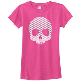 Threadrock Big Girls' Skull Made of Skulls Fitted T-Shirt S Fuchsia