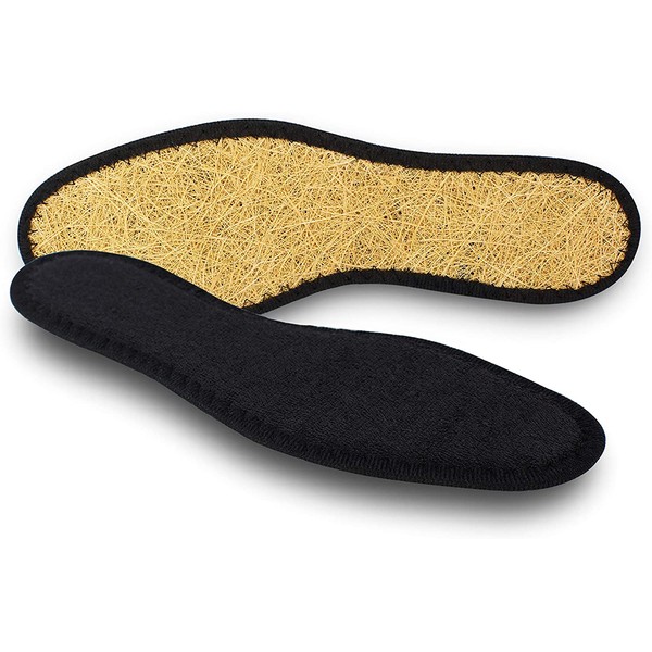 Pedag 2806 Washable Deo-Fresh Insoles with Natural Cotton Terry and Sisal Fibers, Black, Women's 11/Men's 8