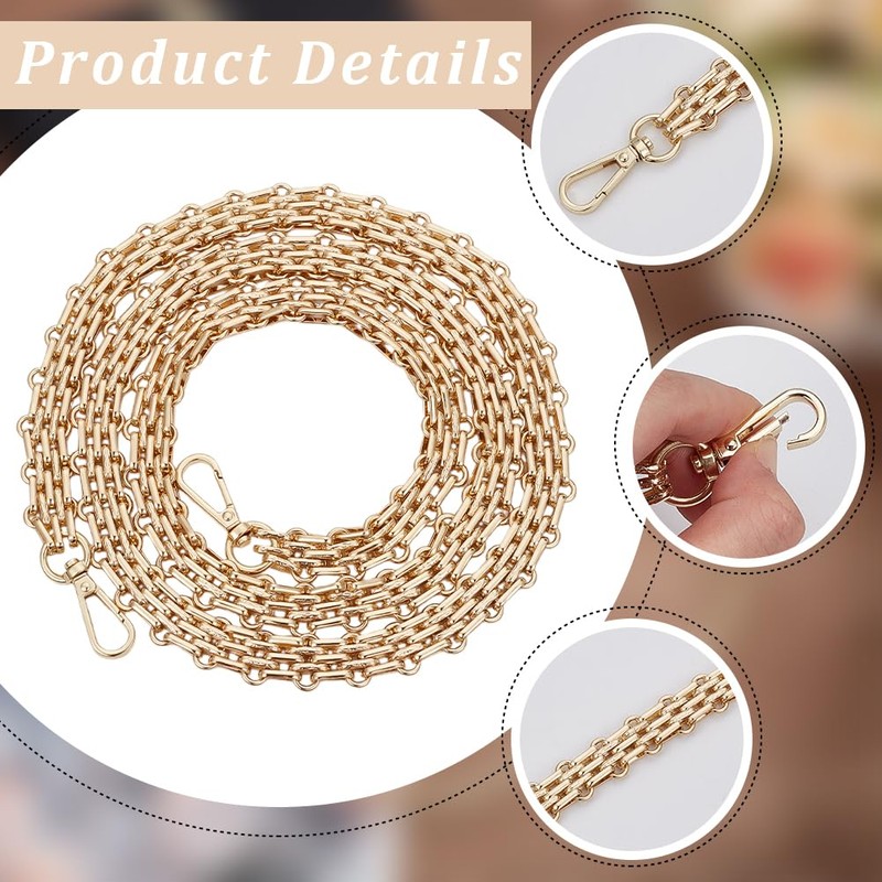 Beebeecraft Purse Chain Strap Golden Metal Bag Replacement Chain Wide