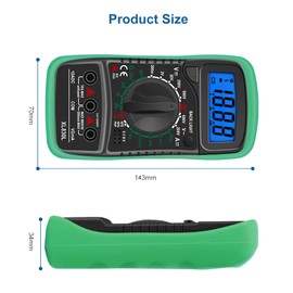 DIFCUL Multimeter, XL830L Voltmeter Ammeter Ohmmeter Handheld LCD Digital Current Voltage Tester with LCD Backlight