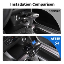 JWWY Gear Shift Shifter Knobs Gear Selector Gear Lever Gearstick Knob Cover Trim for 2015-2024+ Dodge Challenger Charger 2018-2024 Durango Interior Accessories Blue Carbon Fiber 3pcs