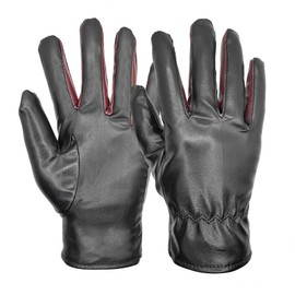 Long Keeper Kids Winter Gloves – Black Leather Gloves for Boys Girls Thermal Warm Glove PU Leather with Inner Fleece for Sports Cycling Costume