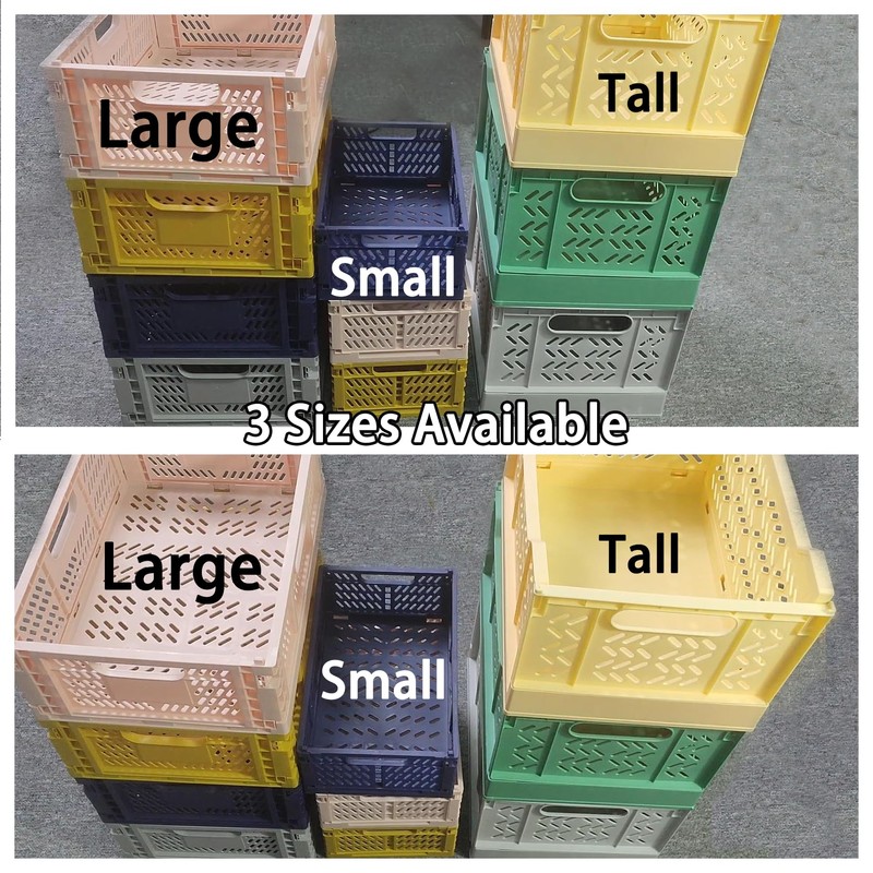 Domiella 2-Pack Crates for Storage, Storage Crates Plastic Stackable, Foldable