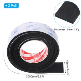 PATIKIL 1-3/4"W x 1/5" T x 6.6Ft Insulation Foam Tape, 2 Rolls Self-Adhesive EVA Weather Stripping for Wrap Pipe Door Window Insulation Soundproof Anti Vibration Collision, Black