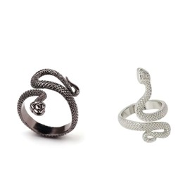 TengRiah Adjustable Punk Gothic Snake Ring for Men and Women Snake Stereoscopic Opening Vintage Ring -3