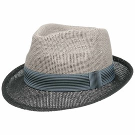 Lipodo Twotone Trilby Straw Hat - Summer Hat Women/Men - Hat Made of Straw (Paper Straw) - Sun Hat Spring/Summer - Beach Hat, black / grey