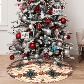 Native Southwest American Indian Aztec Navajo Tree Skirts Western Christmas Ornaments Christmas Decor for Holiday Party Christmas Tree Decorations Mats (36", Southwest Aztec)