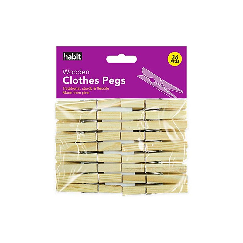Habit 36 LARGE 7CM WOODEN PEGS CLOTHES HANGING WASHING LINE