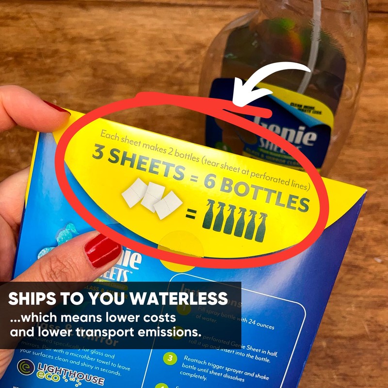 Genie Sheets Glass & Mirror Cleaner | Concentrate Makes 6