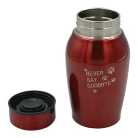 Little Family Members Pet Cremation Urn Engraved Stainless Steel | for Small Pets up to 20 Pounds | Red | Beautiful Memorial for Dogs, Cats, Birds, Rabbits, Horses, and More