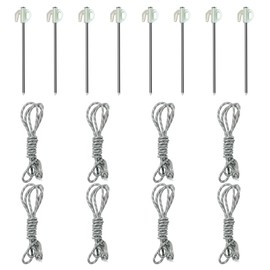 8PCS 7.8inch Camping Accessories Tent Stakes Heavy Duty with 8.2ft Reflective Guy Lines and Storage Bag for Camping Tent Unbreakable