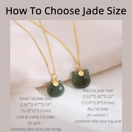 LOOYUUPEE Green Natural Hetian Jade Necklace, Cat Shape Jade Pendant for Women, Atmosphere Jade Necklace Jewelry Gifts for Girls Women (925 Sterling Silver with Gold Plated)