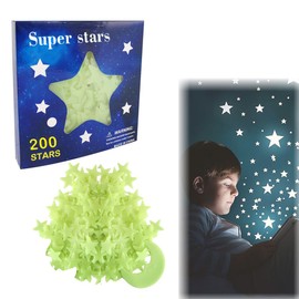WHYCNJL Pack of 201 3D Glow in the Dark Stars Stickers for Ceiling Stars and Moon Luminous Stars Plastic Wall Sticker for Ceiling Wall Sticker Children's Room Starry Sky Room Decoration