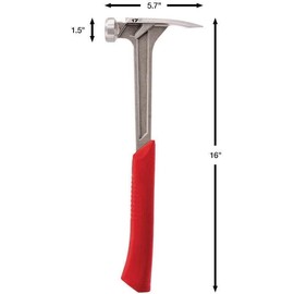 48-22-9017 Compatible with Milwaukee 17oz Framing Hammer - Durable Construction, Smooth Face, ShockShield Grip