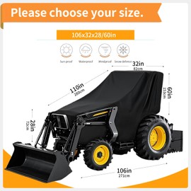 Tractor Cover,Tractor Covers Waterproof Heavy Duty, Tractor Cover with Fastening Ropes, Compact Tractor Cover for Series 2320, 2520, 2720, 3120, 3320, 3520, 3720, 3203, 4105 (Black,107*32*28/60in)