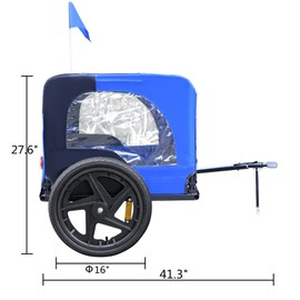 Udorich Foldable Pet Bike Trailer for Dogs – Stable and Safe, Blue, 16-Inch Air-Filled Wheels