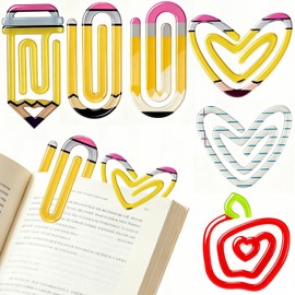 12 Pcs Jumbo Teacher Acrylic Paper Clips, Back to School Teacher Appreciation Gift Bookmark 4 Inch Paperclip Bookmark Pagination Mark for Classroom School Teacher Supplies