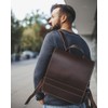 Jahn-Tasche – medium-sized leather backpack / teacher backpack size M made out of leather, brown