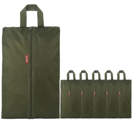 6pcs Portable Shoe Organizer, Travel Pouches with Zipper, Golf Shoe Bags, Clothes Bags, Soccer Cleats Bag, Shoe Pouch for Gym, Waterproof, Odor-Resistant (Dark Green)