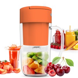 Portable Blender, Personal Blender for Smoothies, Fruits, and Veggies 10 oz with Rechargeable USB, Easy to Clean suitable for Traveling or Camping (Orange)