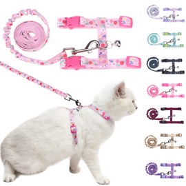 BEAUTYZOO Cat Harness and Leash Set Escape Proof for Walking, Kitten Soft Adjustable Vest Harnesses for Small Medium Large Cats, Easy Control Breathable Plaid Ribbon Nylon for Outdoor Indoor Use