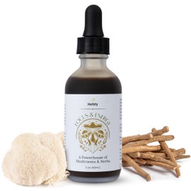 Herbity Focus & Energy Natural Mushroom Tincture - Adaptogenic Mushroom Drops & Organic Unique Custom Blend - Supplement for Immune Boost, Balance, Calm, Cognitive Support, and Stress (2oz)