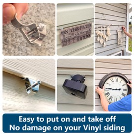 Vinyl Siding Hooks (12 Pack) - Heavy Duty No-Hole Needed Screws, Stainless Steel Hanger for Mounting Home Security Camera, Porch Decor