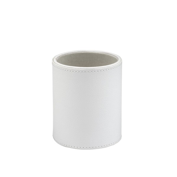 OSCO White Faux Leather Pen Pot | Pencil Holder |