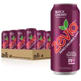 Zevia Zero Calorie Soda, Black Cherry, 16 Ounce Cans (Pack of 12)