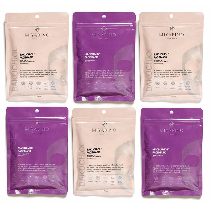 MIYABINO Baktiol + CICA Face Pack (Pack of 7)