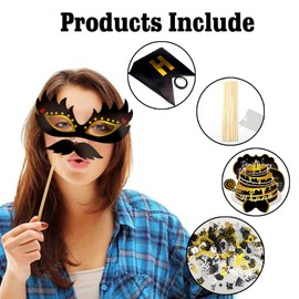 TOAOB 39 Pieces Party Photo Props Photo Box Accessories and 1 Piece Just Married Banner Party Photo Booth Props Set for Christmas Wedding Valentine's Day