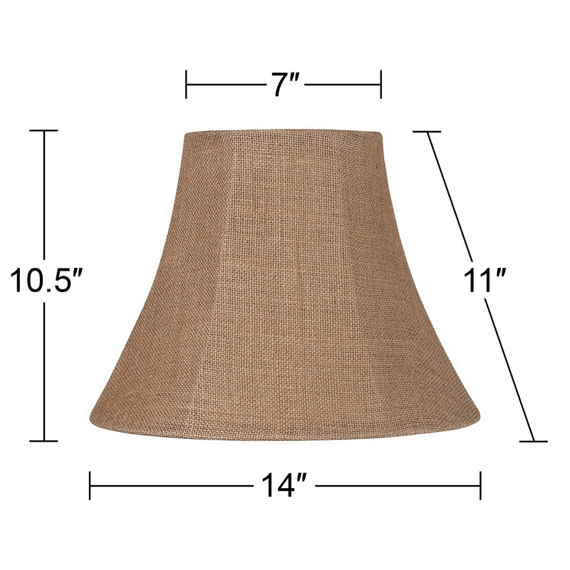 Natural Burlap Large Bell Lamp Shade 7" Top x 14"