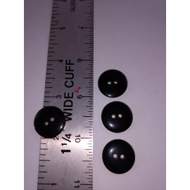 12 VINTAGE 2 HOLE BUTTONS 3/4 inch SMOOTH ROUND BLACK GLOSS LOOK BL10
