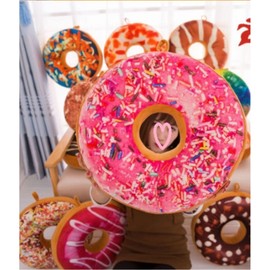 King's Arm Real Donut Cushion, Donut Pattern, Donut Goods, Donut Goods, 3D Realistic Donut Shaped Cushion (Chip Strawberry)