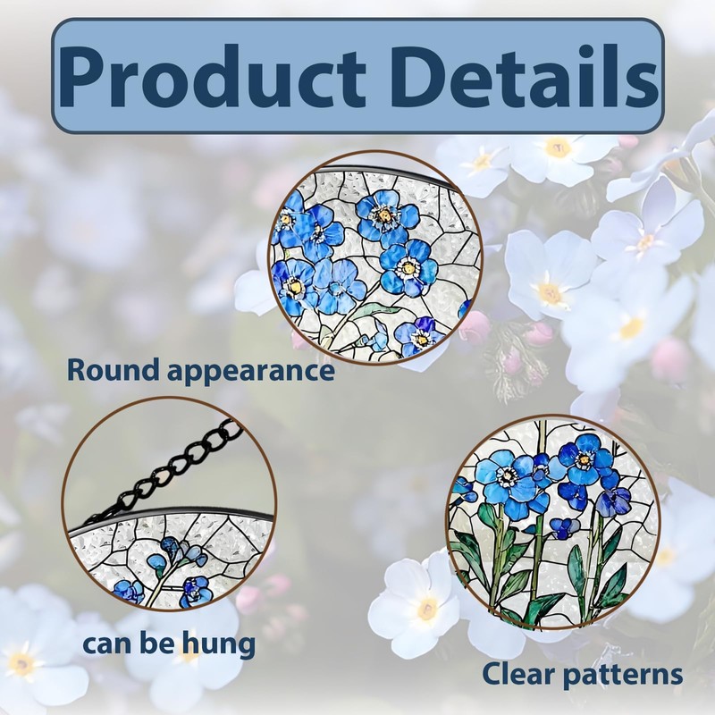 Forget Me Not Gifts, 7.8Inch Sun Catchers for Windows Forget