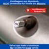 Aluminium Valve Caps, Pack of 8, in Silver, with German