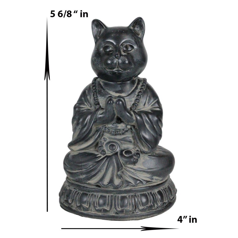 Ancient Meditating Cat on Lotus Levitating Buddha Figurine Zen Statue
