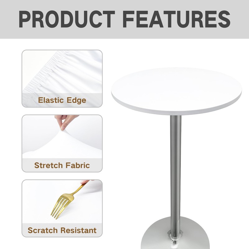 Nacuci Small Round Fitted Table Cover Cocktail Table Topper Cap