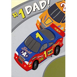 Designer Greetings Number 1 Best Dad Race Car Juvenile Birthday Card for Daddy