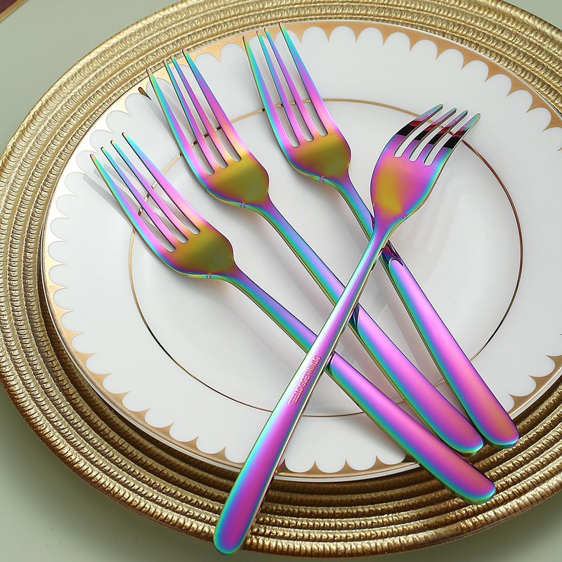 Kyraton Rainbow Dinner Forks Set of 12 Pieces, 20.8cm Titanium