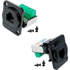 PENGLIN Pack of 2 RJ11 CAT3 Female Panel Mount Adapter, D-type RJ11 6P4C to 4-Pin Screw Terminal Adapter for Telephone